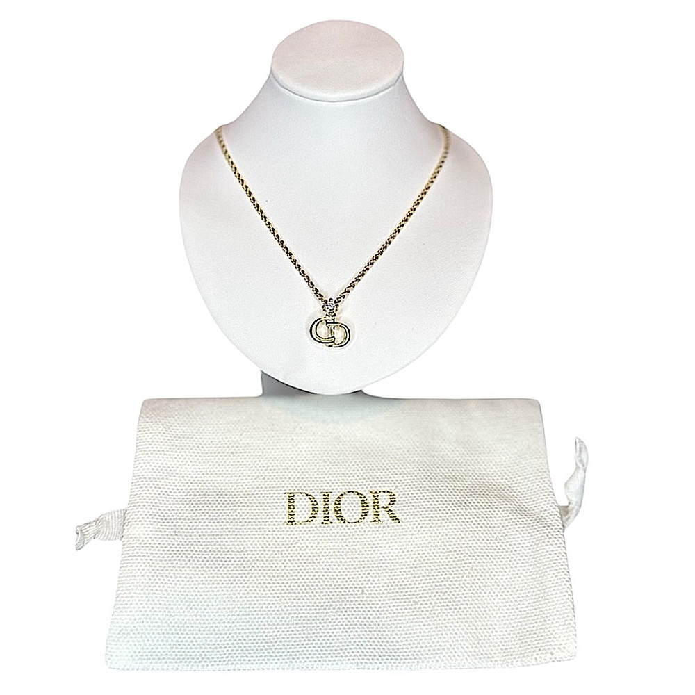 Like New Vintage Christian Dior Roped C.D Logo Rhinestone Necklace